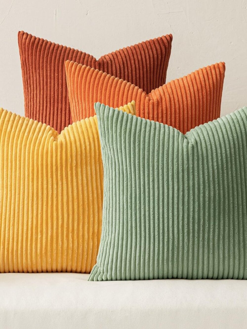 Fall Decorative Throw Pillow Covers Yellow Rust Green 18x18
